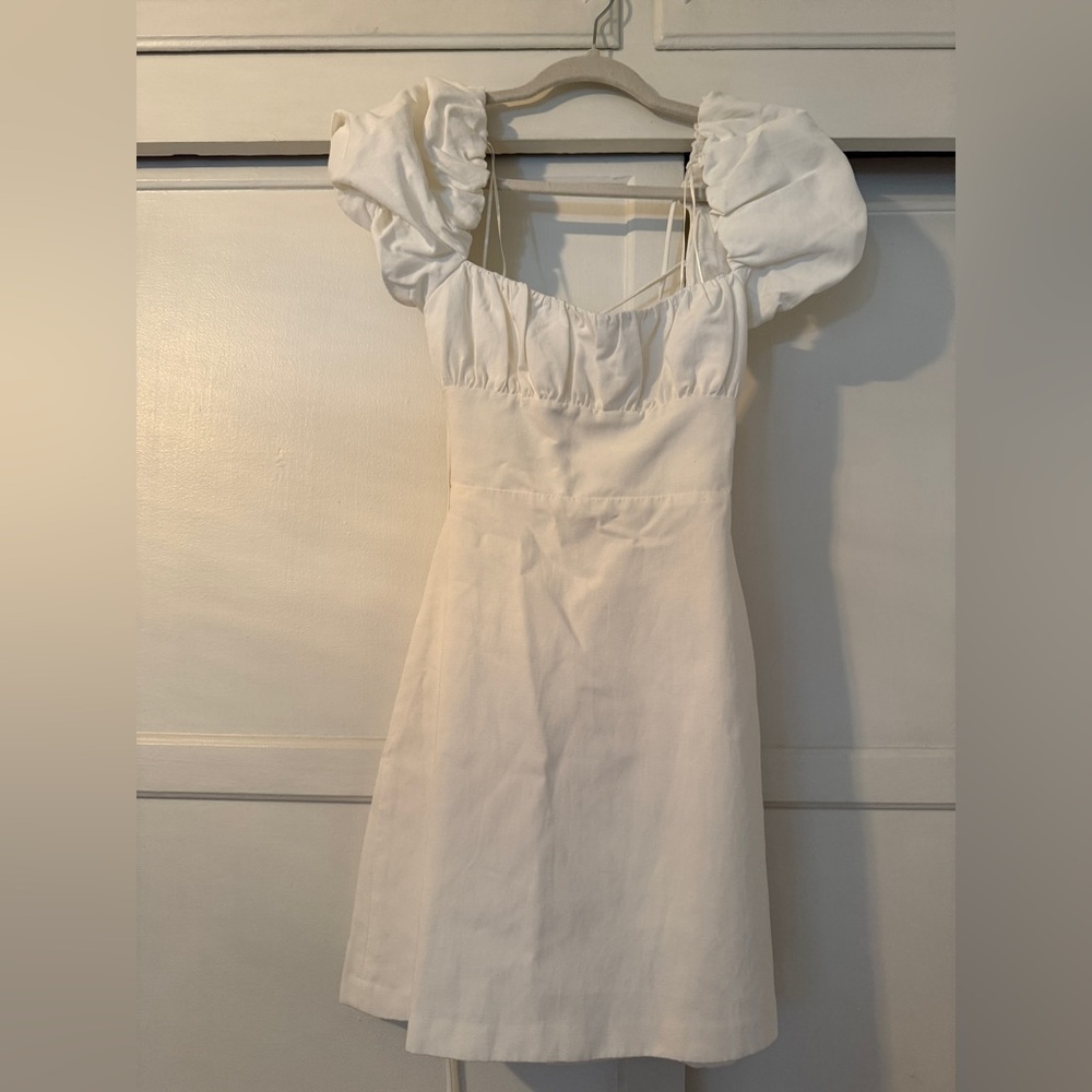 Zara White Puff Sleeve Square Neck Sundress